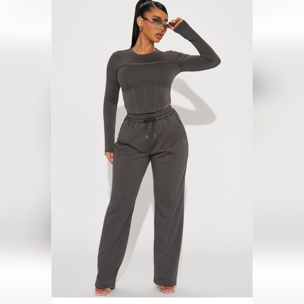 Fash Nova Psnts Set Color  Charcoal size M